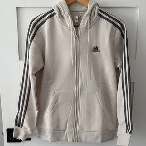 Adidas - Women’s Essentials 3-Stripes Full-Zip Fleece Hoodie - Alumina - M